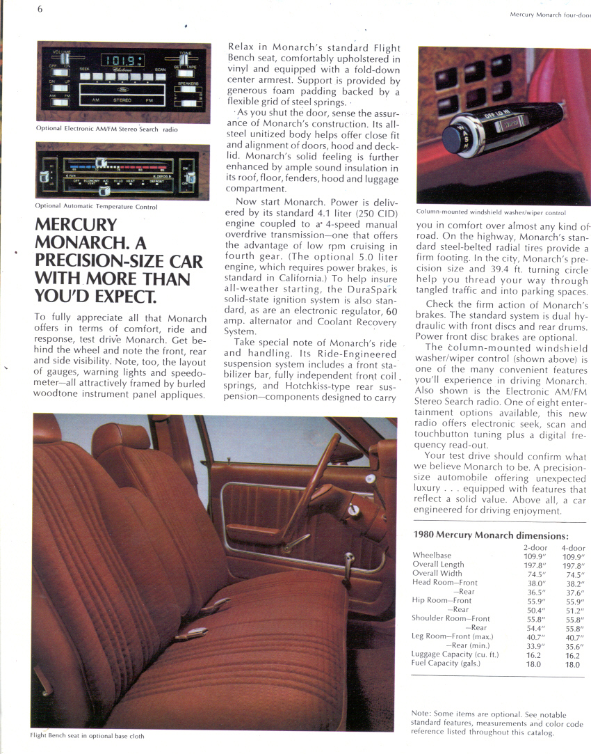 1980 Mercury Monarch Brochure Page 12